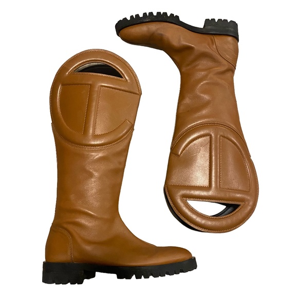 (MSRP: $780) Telfar FW/20 Unisex Runway Tan Leather Riding Boots EU 37 main image 10